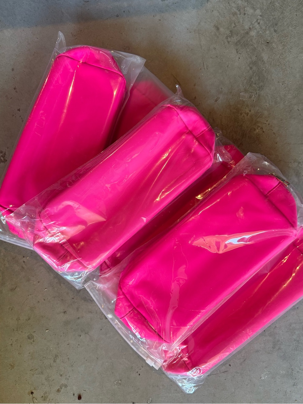 Neon Hot Pink Nylon Makeup Pouch - Set (6)
